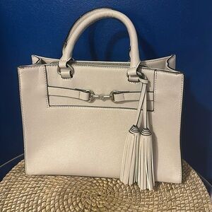 NWOT Women’s Anne Klein East West Grey Horsebit Top Handle Satchel Purse